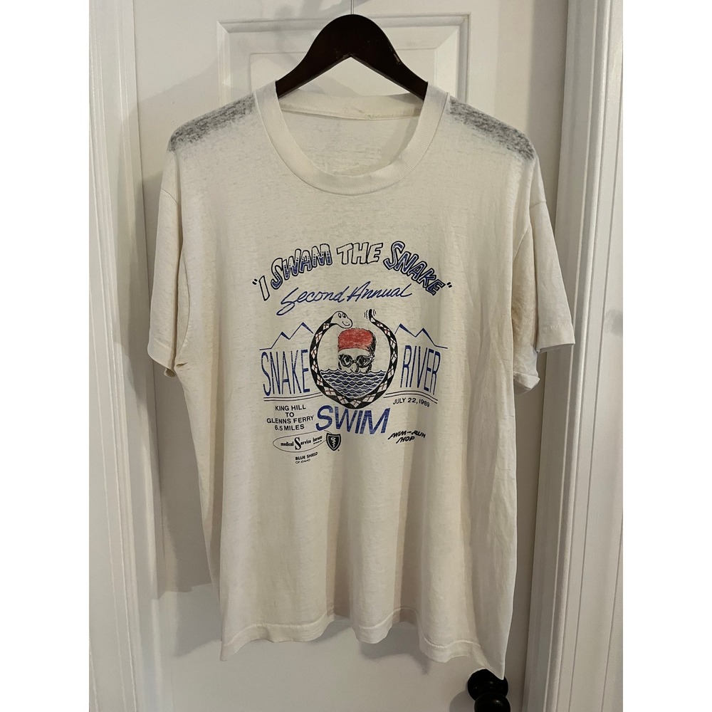 Vintage 1989 I Swam The Snake River Swim T Idaho